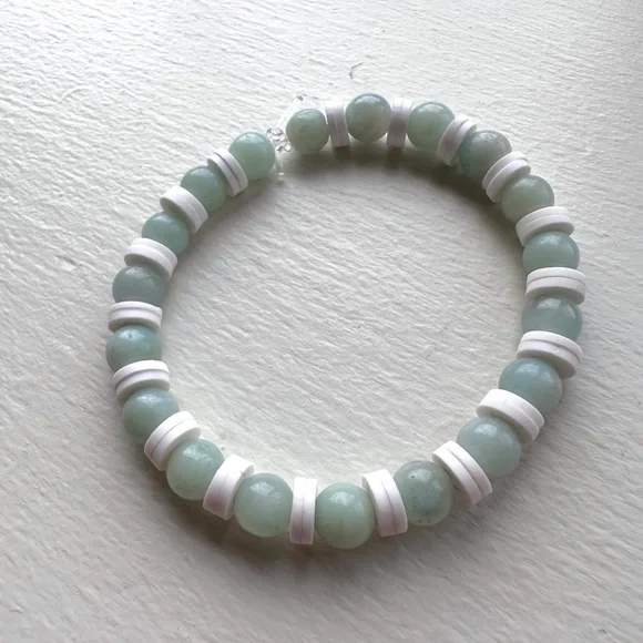 Clay bead bracelet pearl bead handmade stretch - Picture 2 of 4